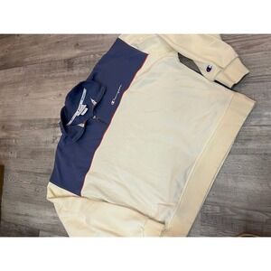 Champion Mens Quarter Zip Sweatshirt Colorblock Blue Cream Orange Large W59231